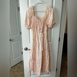 Pink and creamy white striped moon river dress size small. Never worn. NWOT